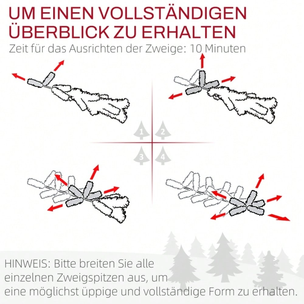 Künstlicher Weihnachtsbaum 150 cm mit natürlicher Optik, schneller Aufbau inkl. Ständer, flammhemmend aus Kunststoff/Metall - von HOMCOM