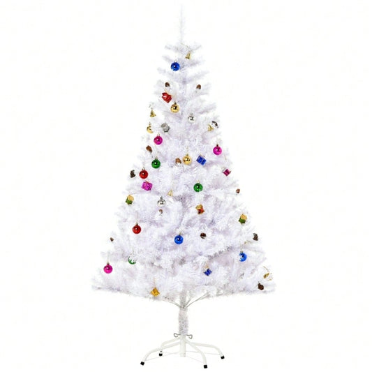 Künstlicher Weihnachtsbaum 150 cm inkl. Ständer & festlicher Dekoration, weiß - von HOMCOM