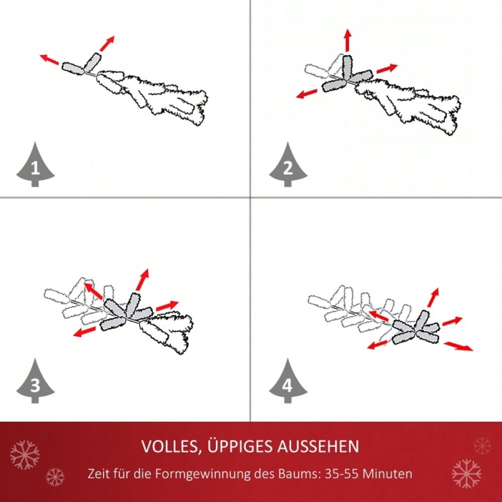 Künstlicher Weihnachtsbaum 150 cm inkl. Ständer & festlicher Dekoration, weiß - von HOMCOM