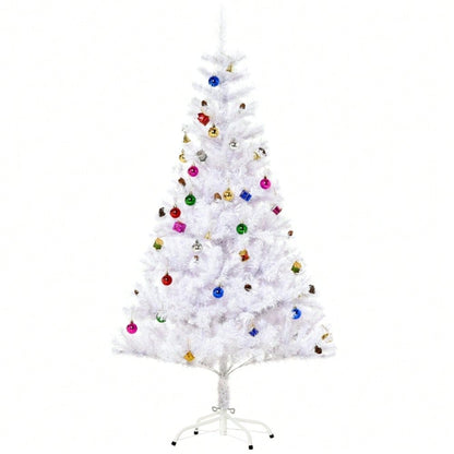 Künstlicher Weihnachtsbaum 150 cm inkl. Ständer & festlicher Dekoration, weiß - von HOMCOM