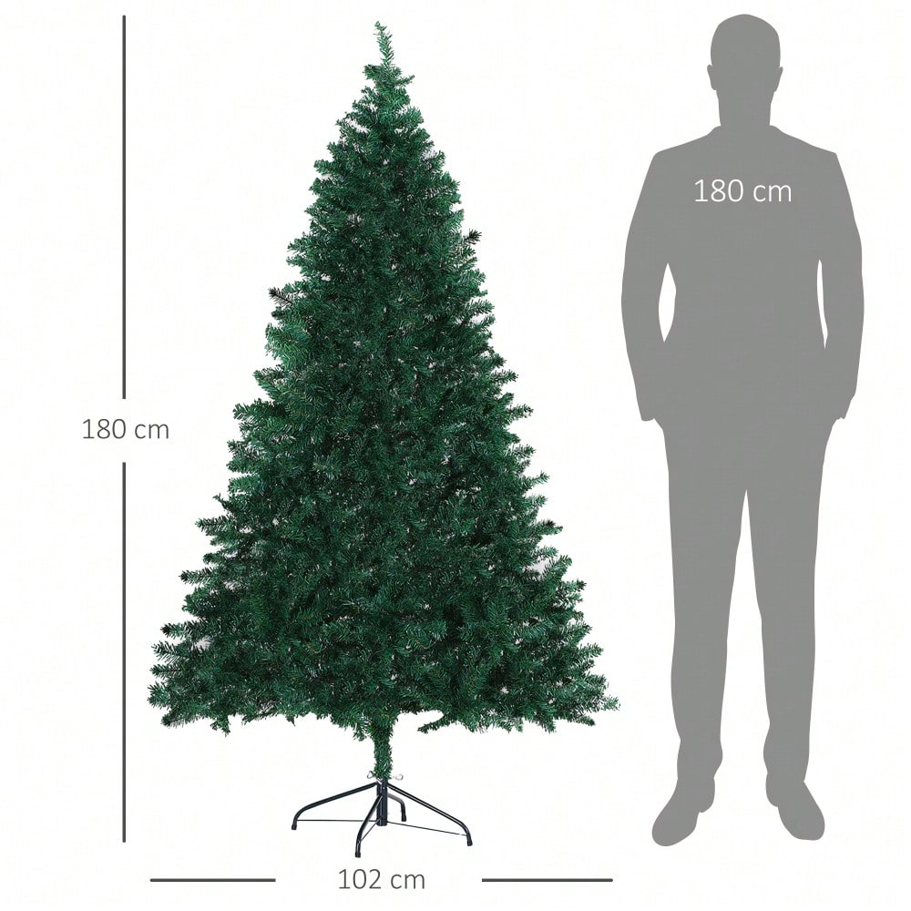 Künstlicher Weihnachtsbaum 180 cm mit 1000 Ästen aus PVC, flammhemmend & schnell aufgebaut, Ø102 cm, ideal für festliche Dekoration - von HOMCOM