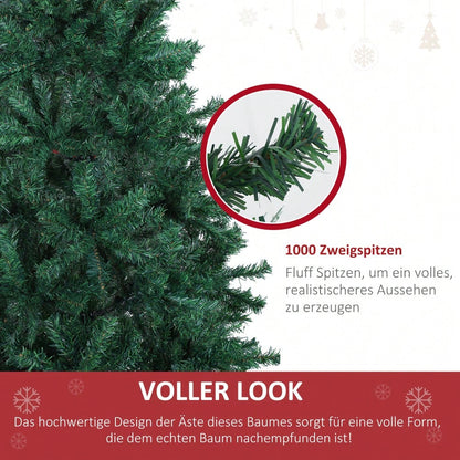 Künstlicher Weihnachtsbaum 180 cm mit 1000 Ästen aus PVC, flammhemmend & schnell aufgebaut, Ø102 cm, ideal für festliche Dekoration - von HOMCOM