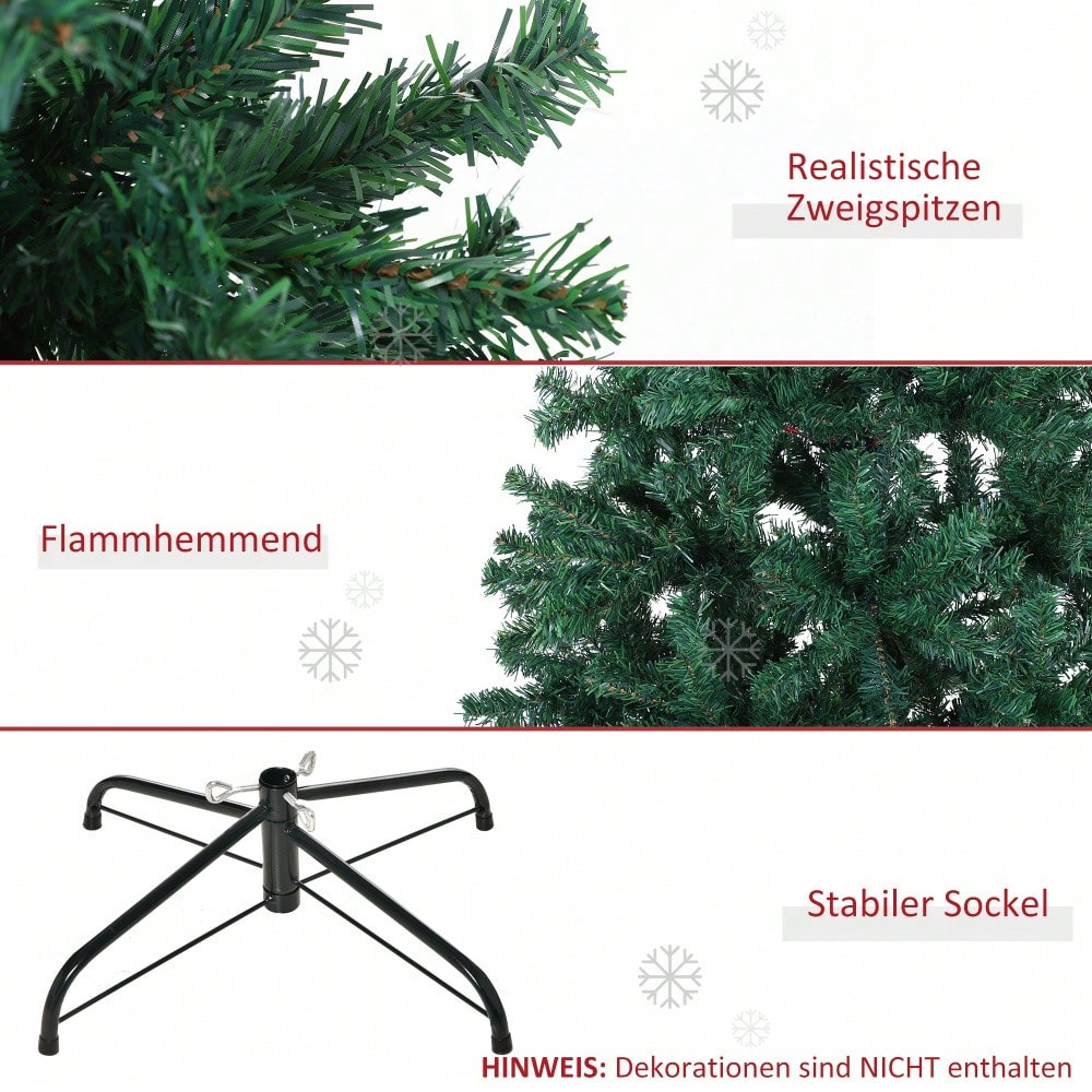 Künstlicher Weihnachtsbaum 180 cm mit 1000 Ästen aus PVC, flammhemmend & schnell aufgebaut, Ø102 cm, ideal für festliche Dekoration - von HOMCOM
