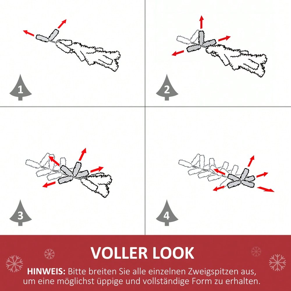 Künstlicher Weihnachtsbaum 180 cm mit 1000 Ästen aus PVC, flammhemmend & schnell aufgebaut, Ø102 cm, ideal für festliche Dekoration - von HOMCOM