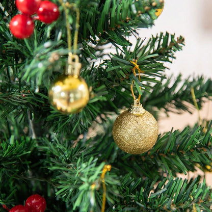 Tischweihnachtsbaum 60 cm komplett dekoriert mit LED-Beleuchtung, Stechpalmenbeeren & Kugeln, Ø40 cm, grün - von HOMCOM