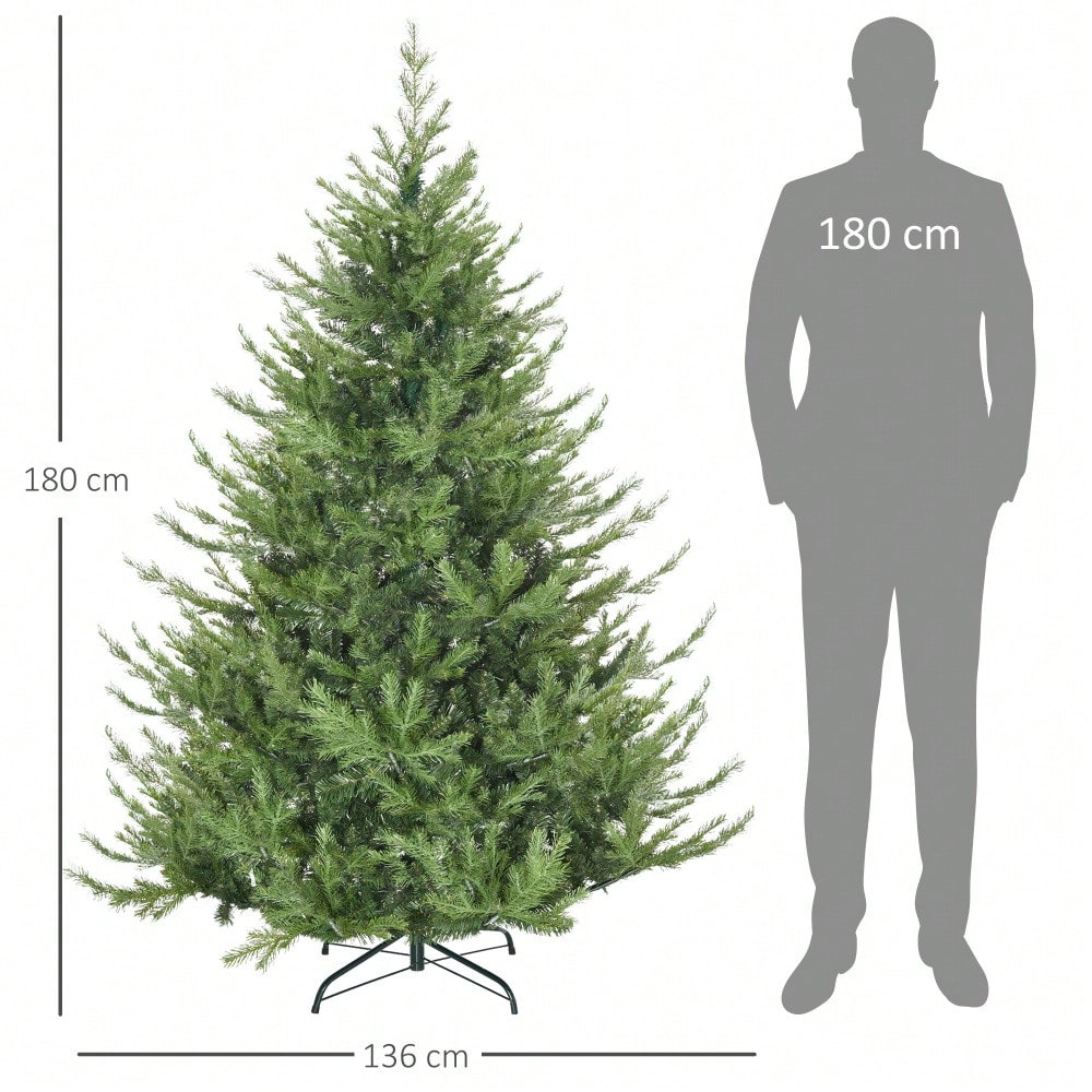 Künstlicher Weihnachtsbaum 180 cm mit 1942 Astspitzen & dichten Zweigen, natürlich aussehend, für festliche Dekoration, grün - von HOMCOM