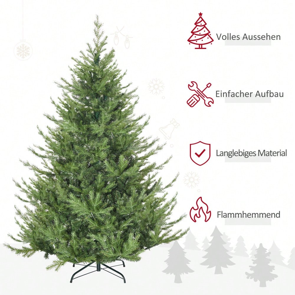 Künstlicher Weihnachtsbaum 180 cm mit 1942 Astspitzen & dichten Zweigen, natürlich aussehend, für festliche Dekoration, grün - von HOMCOM