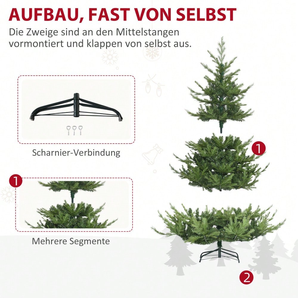 Künstlicher Weihnachtsbaum 180 cm mit 1942 Astspitzen & dichten Zweigen, natürlich aussehend, für festliche Dekoration, grün - von HOMCOM