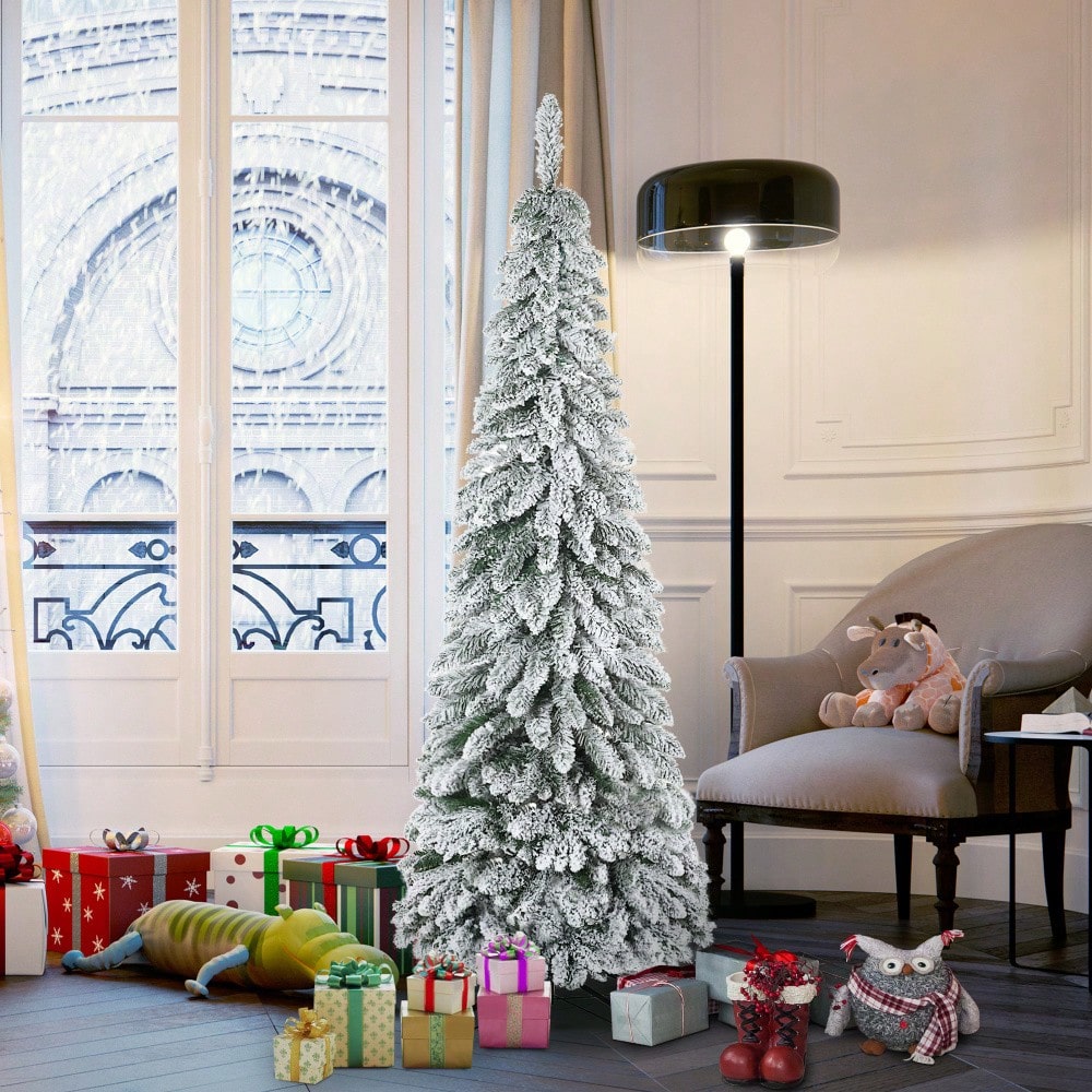HOMCOM Künstlicher Weihnachtsbaum 180 cm mit Kunstschnee | 523 Spitzen | inkl. Standfuß