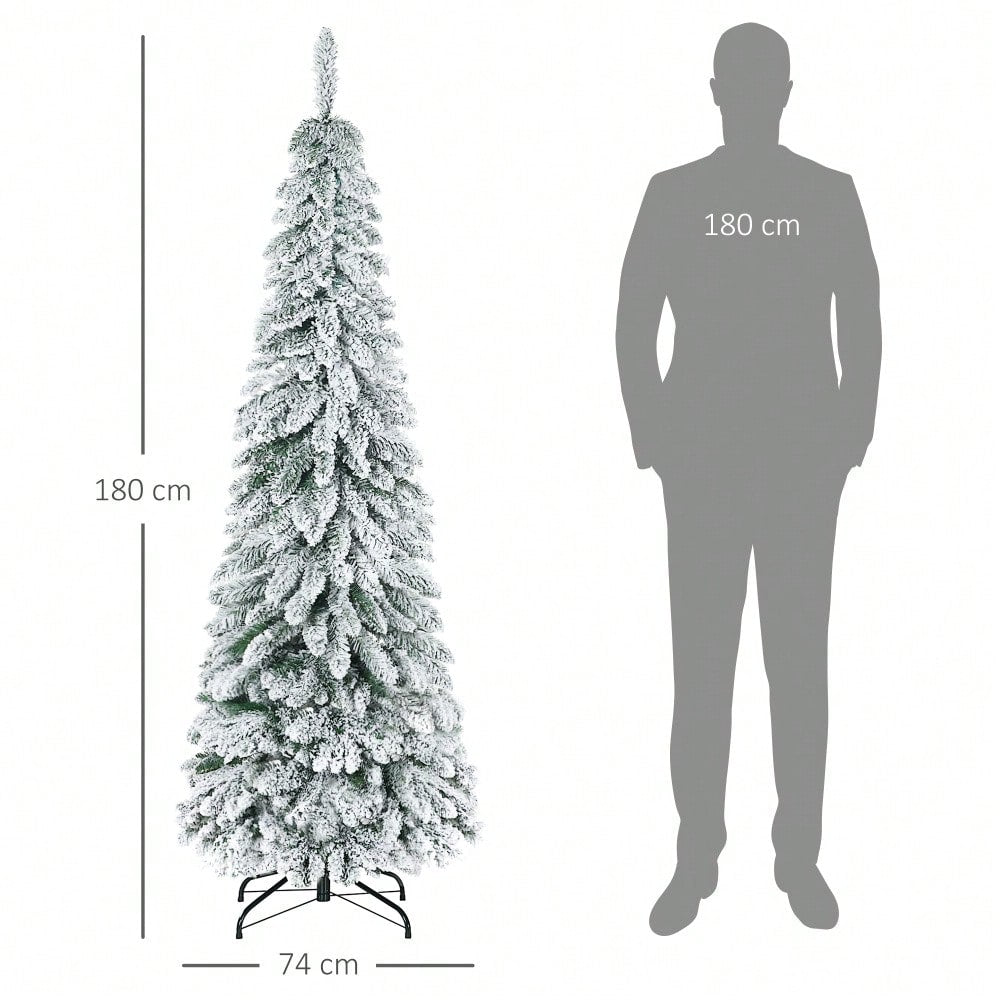 HOMCOM Künstlicher Weihnachtsbaum 180 cm mit Kunstschnee | 523 Spitzen | inkl. Standfuß