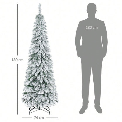 HOMCOM Künstlicher Weihnachtsbaum 180 cm mit Kunstschnee | 523 Spitzen | inkl. Standfuß
