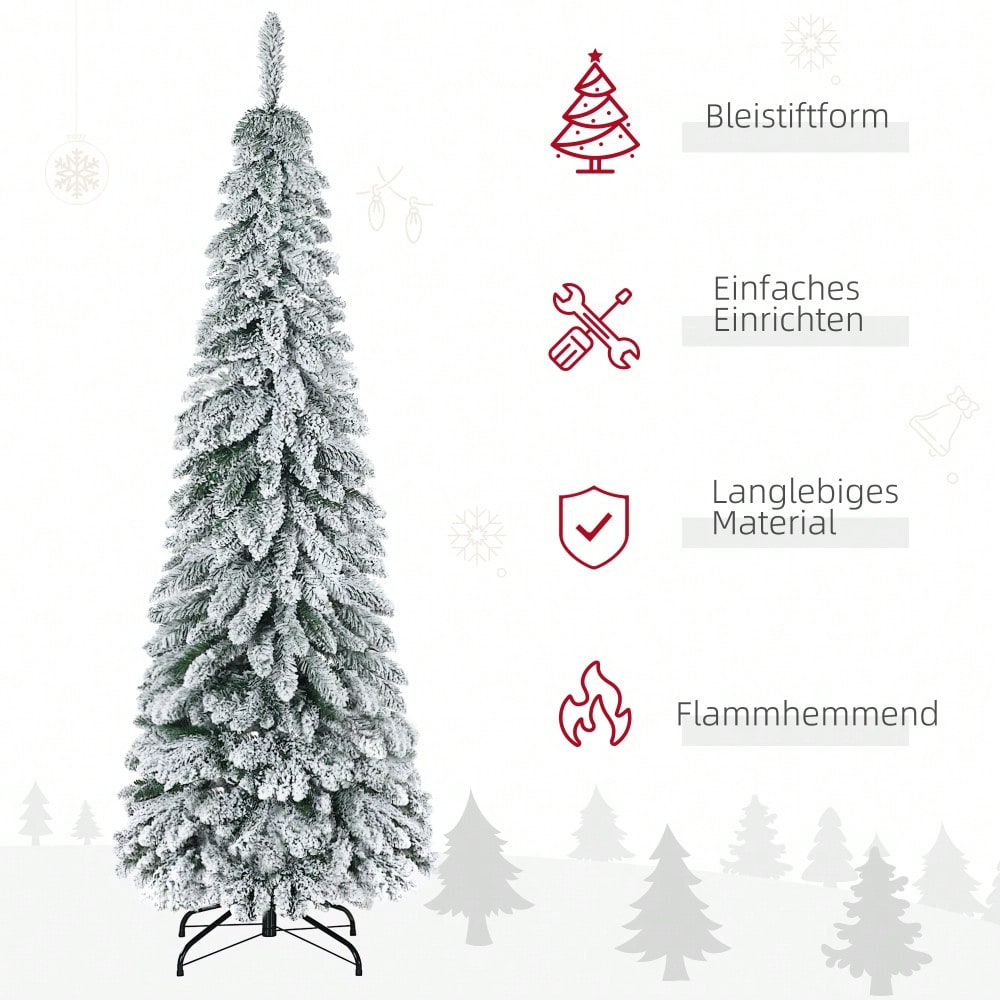 HOMCOM Künstlicher Weihnachtsbaum 180 cm mit Kunstschnee | 523 Spitzen | inkl. Standfuß