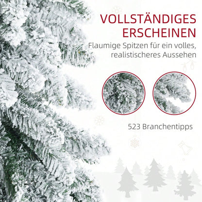 HOMCOM Künstlicher Weihnachtsbaum 180 cm mit Kunstschnee | 523 Spitzen | inkl. Standfuß