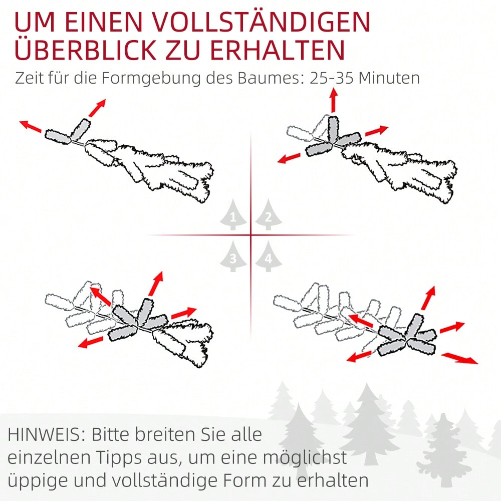 HOMCOM Künstlicher Weihnachtsbaum 180 cm mit Kunstschnee | 523 Spitzen | inkl. Standfuß