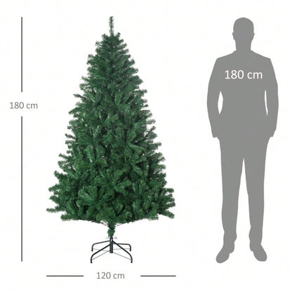 HOMCOM Künstlicher Weihnachtsbaum 180 cm | Christbaum mit 1000 Zweigen | inkl. Metall-Standfuß | PVC, Grün, Ø 120 cm