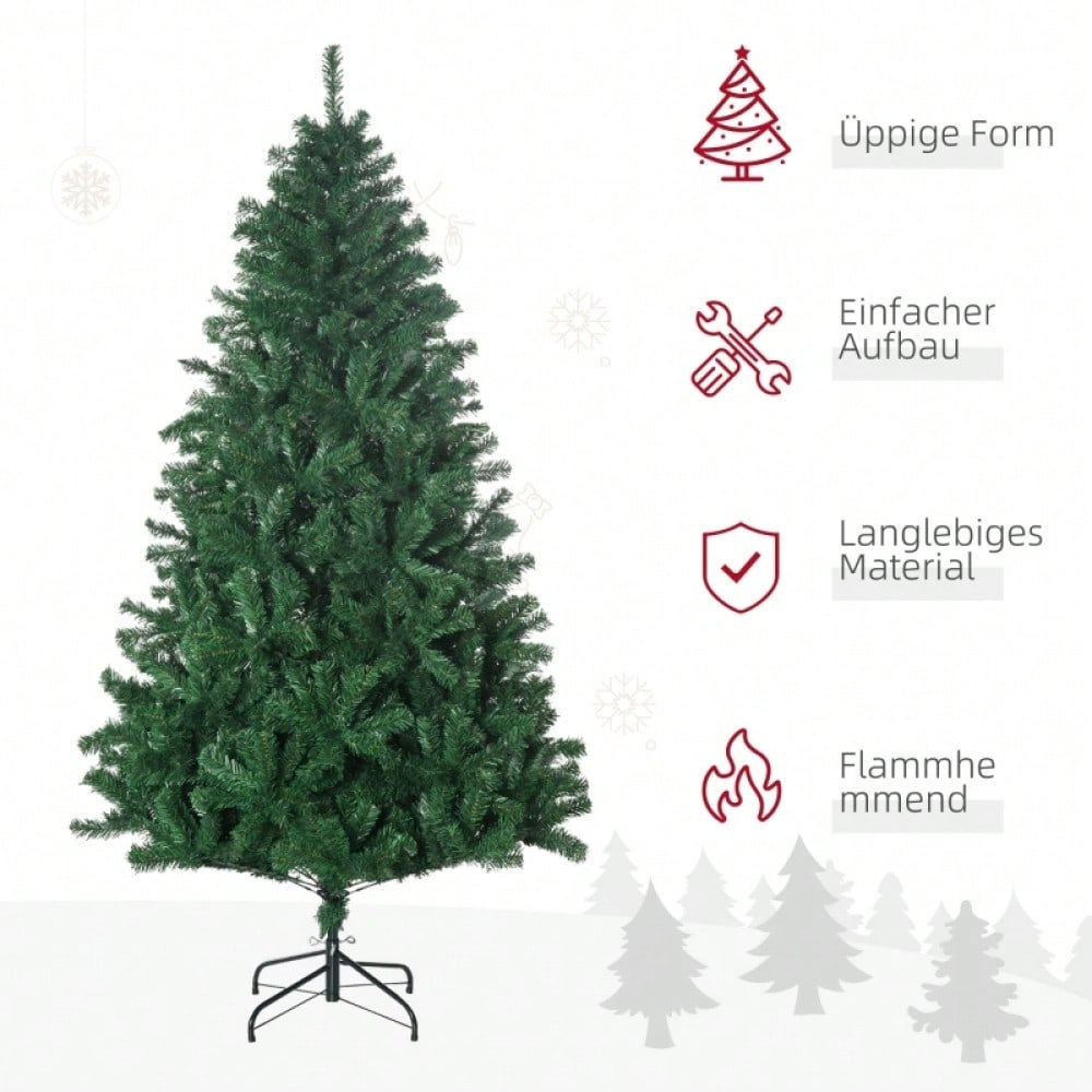 HOMCOM Künstlicher Weihnachtsbaum 180 cm | Christbaum mit 1000 Zweigen | inkl. Metall-Standfuß | PVC, Grün, Ø 120 cm