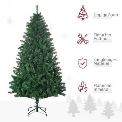 HOMCOM Künstlicher Weihnachtsbaum 180 cm | Christbaum mit 1000 Zweigen | inkl. Metall-Standfuß | PVC, Grün, Ø 120 cm