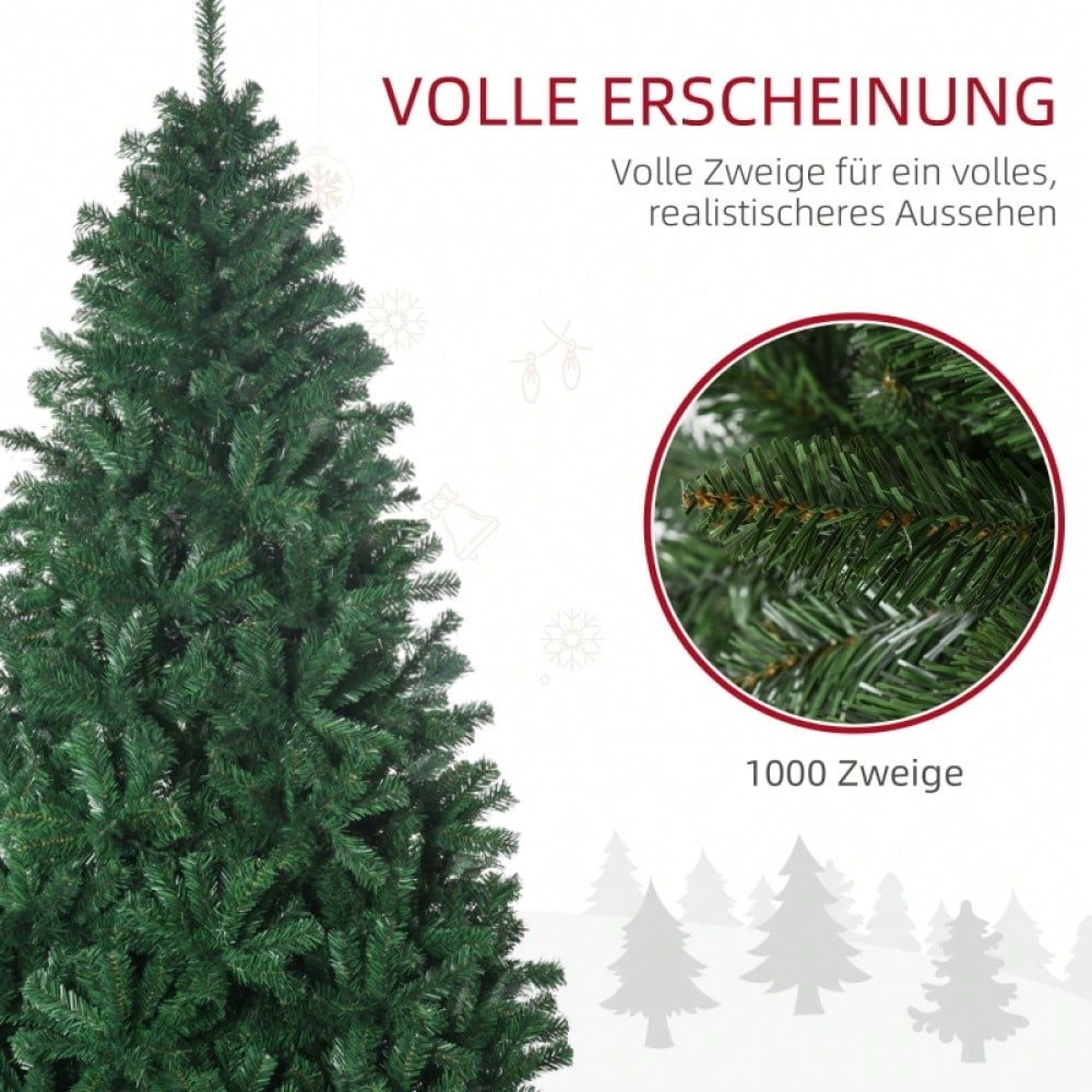 HOMCOM Künstlicher Weihnachtsbaum 180 cm | Christbaum mit 1000 Zweigen | inkl. Metall-Standfuß | PVC, Grün, Ø 120 cm