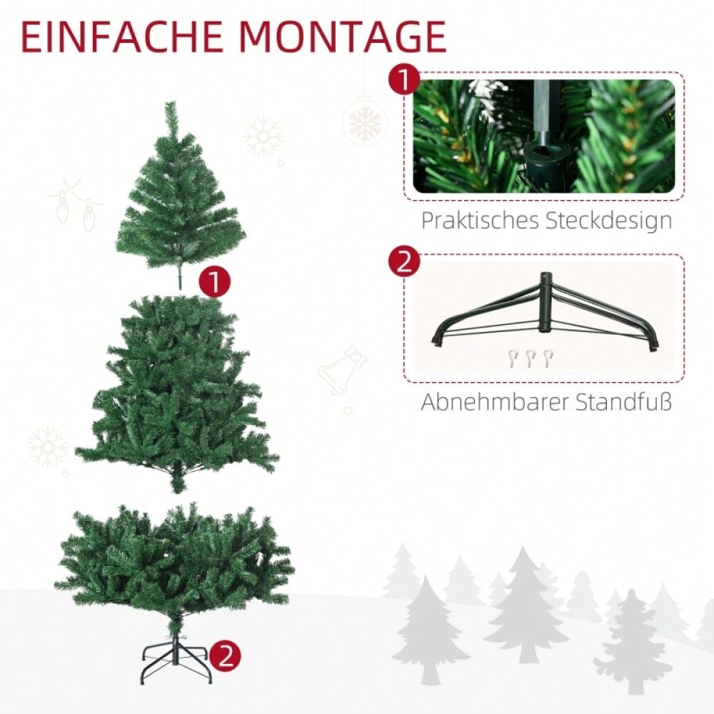 HOMCOM Künstlicher Weihnachtsbaum 180 cm | Christbaum mit 1000 Zweigen | inkl. Metall-Standfuß | PVC, Grün, Ø 120 cm