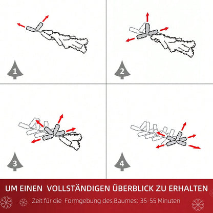 HOMCOM Künstlicher Weihnachtsbaum 180 cm in Weiß mit Dekoration | Fertig geschmückter Christbaum inkl. Ständer | für festliche Weihnachtsdekoration