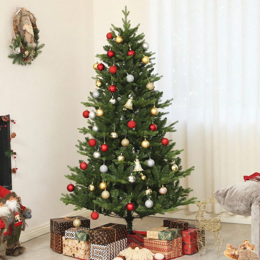 HOMCOM Künstlicher Weihnachtsbaum 180 cm mit 818 Spitzen & Schnellaufbau-System | Christbaum inkl. Stahlständer | Für Indoor Weihnachtsdeko