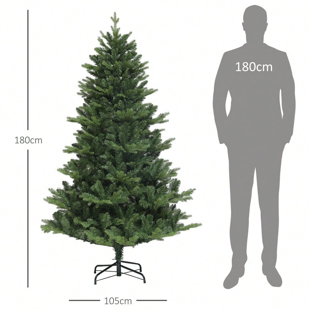 HOMCOM Künstlicher Weihnachtsbaum 180 cm mit 818 Spitzen & Schnellaufbau-System | Christbaum inkl. Stahlständer | Für Indoor Weihnachtsdeko
