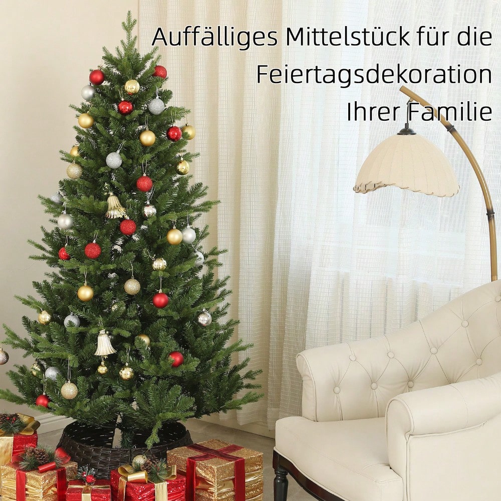 HOMCOM Künstlicher Weihnachtsbaum 180 cm mit 818 Spitzen & Schnellaufbau-System | Christbaum inkl. Stahlständer | Für Indoor Weihnachtsdeko