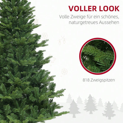 HOMCOM Künstlicher Weihnachtsbaum 180 cm mit 818 Spitzen & Schnellaufbau-System | Christbaum inkl. Stahlständer | Für Indoor Weihnachtsdeko