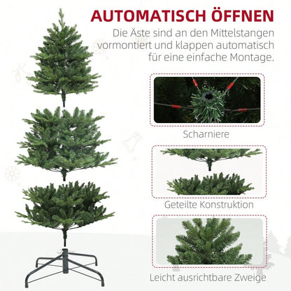 HOMCOM Künstlicher Weihnachtsbaum 180 cm mit 818 Spitzen & Schnellaufbau-System | Christbaum inkl. Stahlständer | Für Indoor Weihnachtsdeko