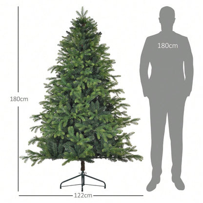 HOMCOM Künstlicher Weihnachtsbaum 180 cm mit 1700 Spitzen | Extra volle Tanne mit Klapp-System & stabilem Metallständer | Für Weihnachtsdeko Indoor