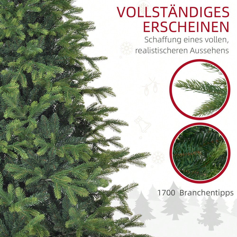 HOMCOM Künstlicher Weihnachtsbaum 180 cm mit 1700 Spitzen | Extra volle Tanne mit Klapp-System & stabilem Metallständer | Für Weihnachtsdeko Indoor
