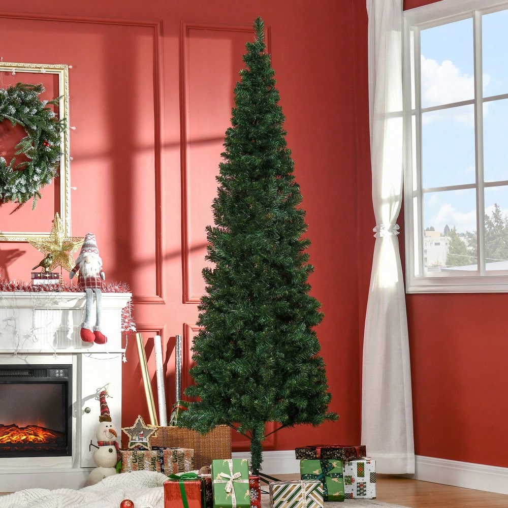 HOMCOM Künstlicher Weihnachtsbaum 2.1 m mit 631 Ästen | Zerlegbarer Christbaum inkl. Ständer | Aus PVC, Grün, Ø 81 cm