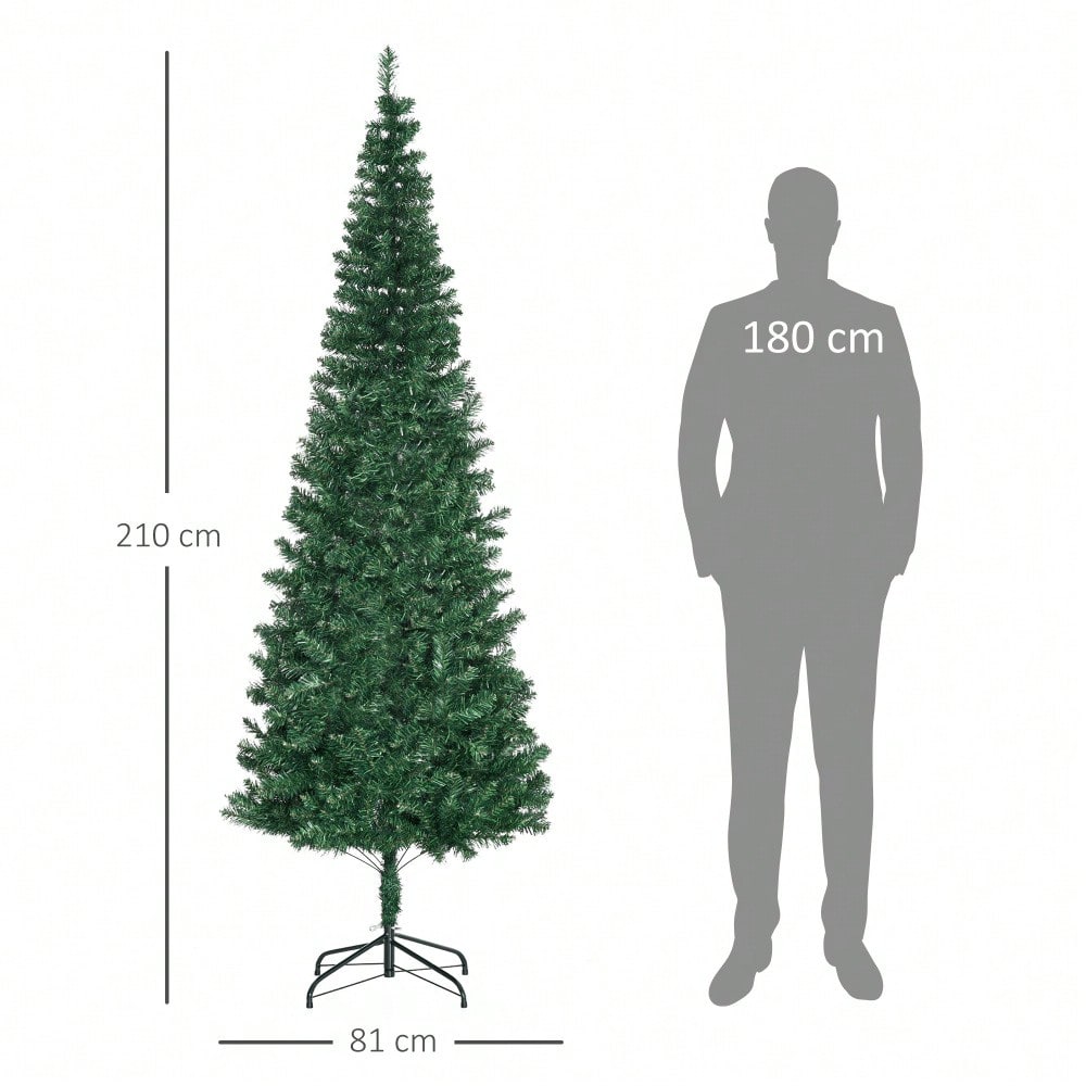 HOMCOM Künstlicher Weihnachtsbaum 2.1 m mit 631 Ästen | Zerlegbarer Christbaum inkl. Ständer | Aus PVC, Grün, Ø 81 cm