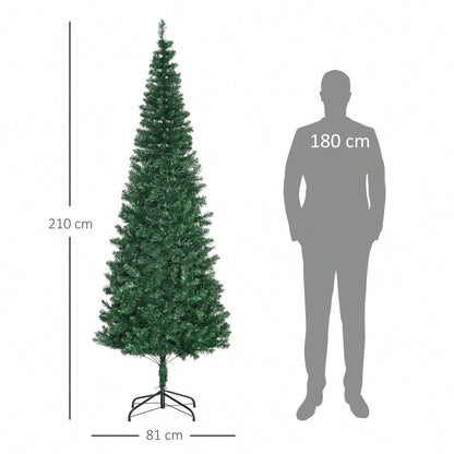 HOMCOM Künstlicher Weihnachtsbaum 2.1 m mit 631 Ästen | Zerlegbarer Christbaum inkl. Ständer | Aus PVC, Grün, Ø 81 cm