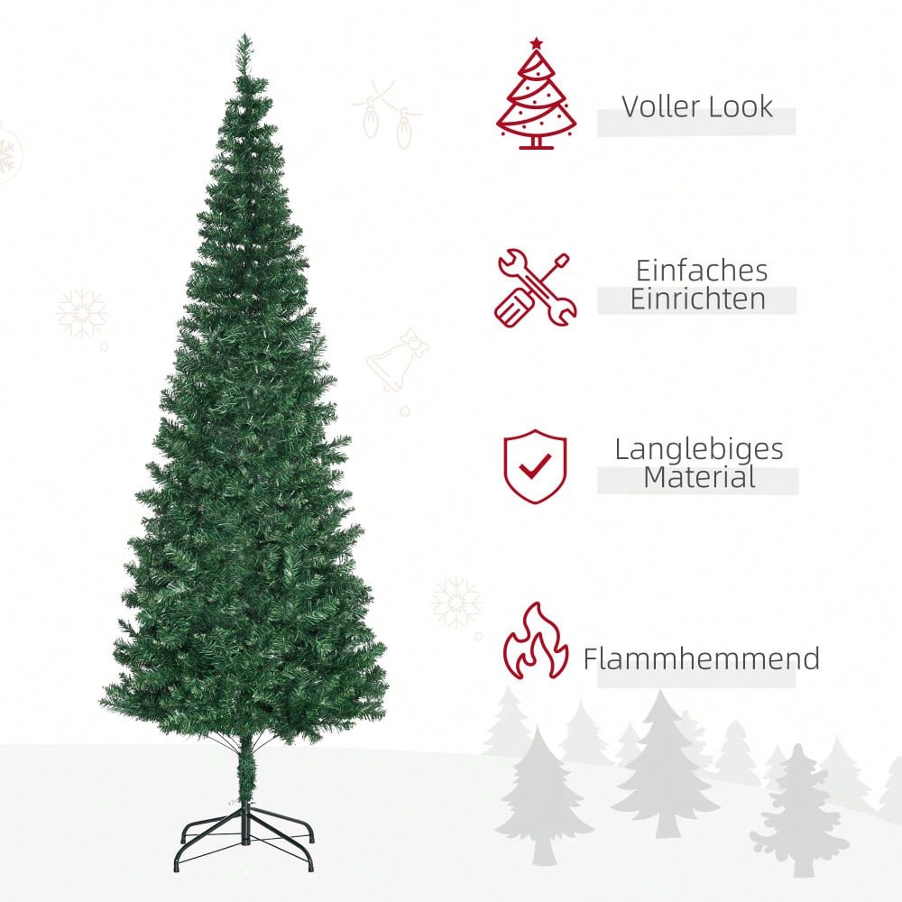 HOMCOM Künstlicher Weihnachtsbaum 2.1 m mit 631 Ästen | Zerlegbarer Christbaum inkl. Ständer | Aus PVC, Grün, Ø 81 cm