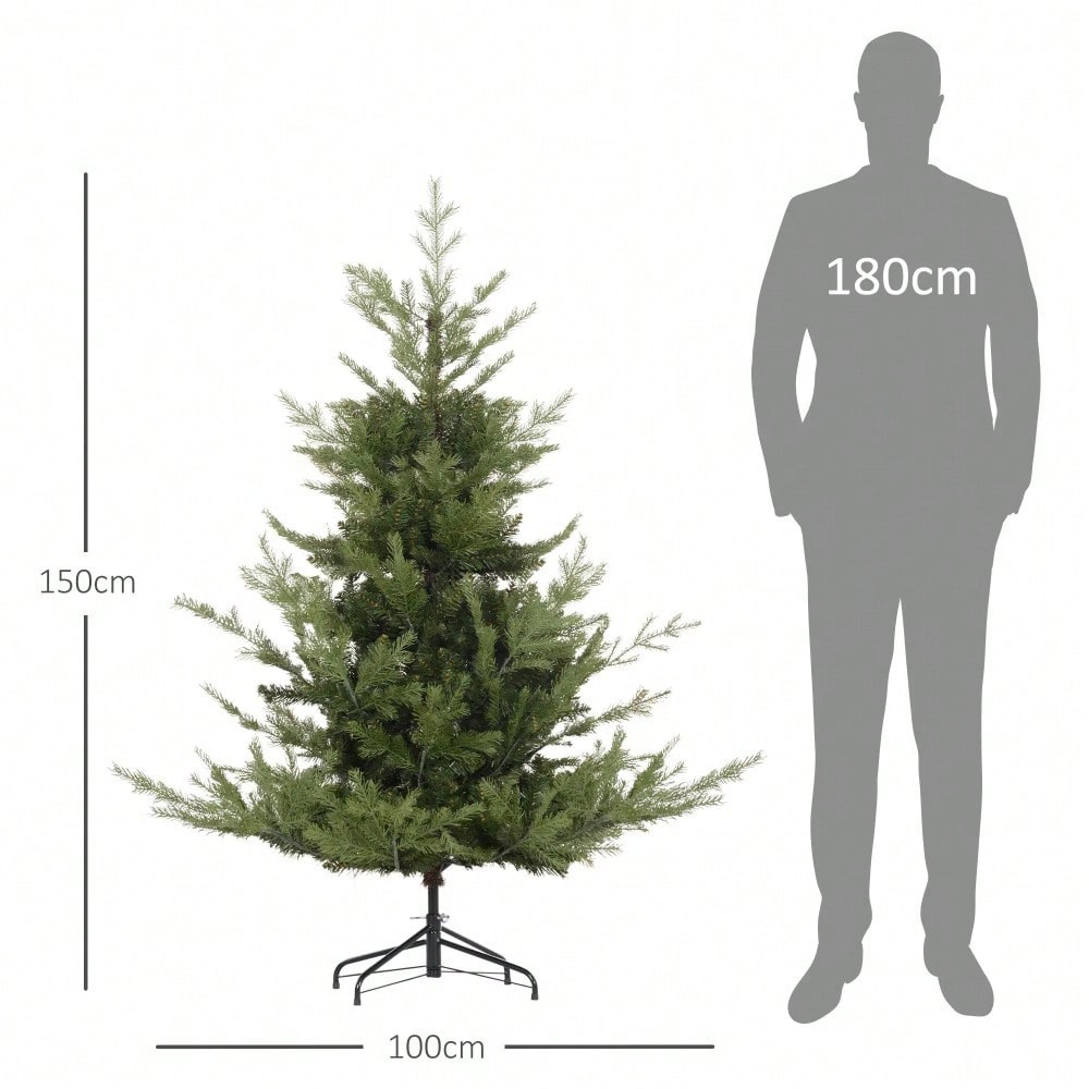HOMCOM Künstlicher Weihnachtsbaum 180 cm mit 1942 Spitzen | Extrem naturgetreuer Christbaum mit dichten Zweigen | Inkl. Ständer, Grün