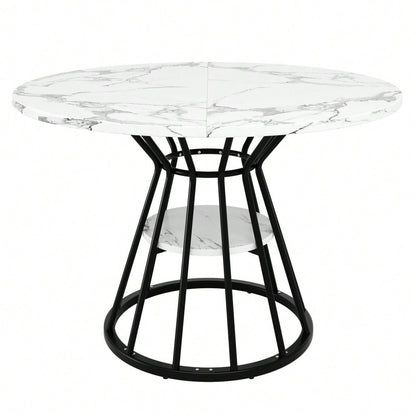 Runder Esstisch mit Marmorplatte & goldenen Beinen | Küchentisch Ø 80 cm in Schwarz/Gold | Inkl. Metallgestell, 1-stück