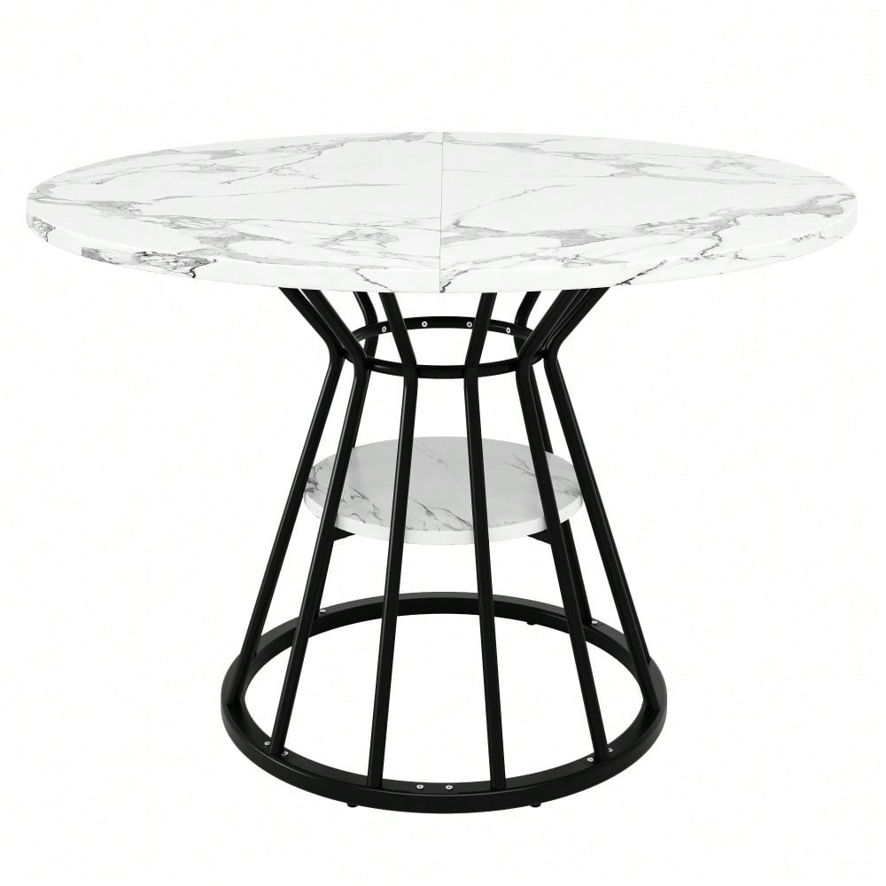 5-teiliges Esstisch-Set mit Marmortisch & Samtstühlen | Tisch 100x76 cm (Ø100 cm) inkl. 4 Stühle | Komplettset für 4 Personen in Schwarz