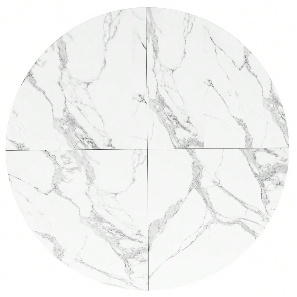 Runder Esstisch mit Marmorplatte & goldenen Beinen | Küchentisch Ø 80 cm in Schwarz/Gold | Inkl. Metallgestell, 1-stück