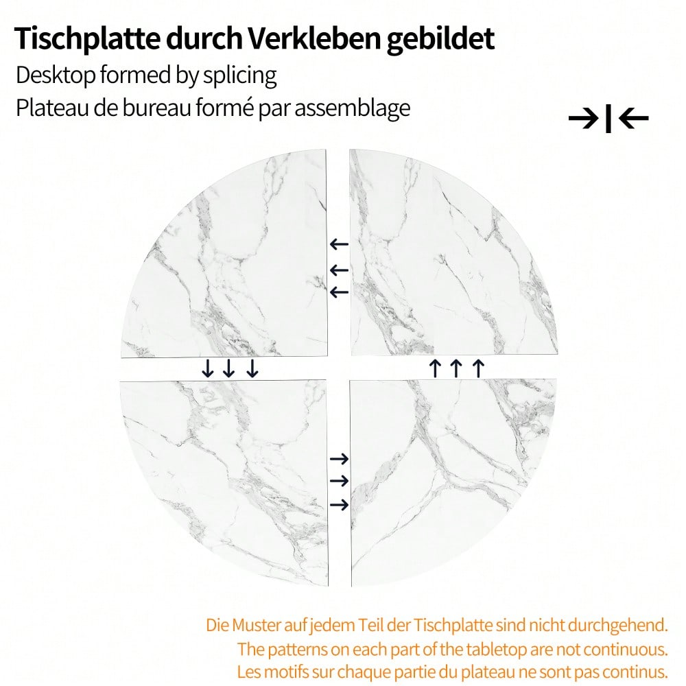 5-teiliges Esstisch-Set mit Marmortisch & Samtstühlen | Tisch 100x76 cm (Ø100 cm) inkl. 4 Stühle | Komplettset für 4 Personen in Schwarz
