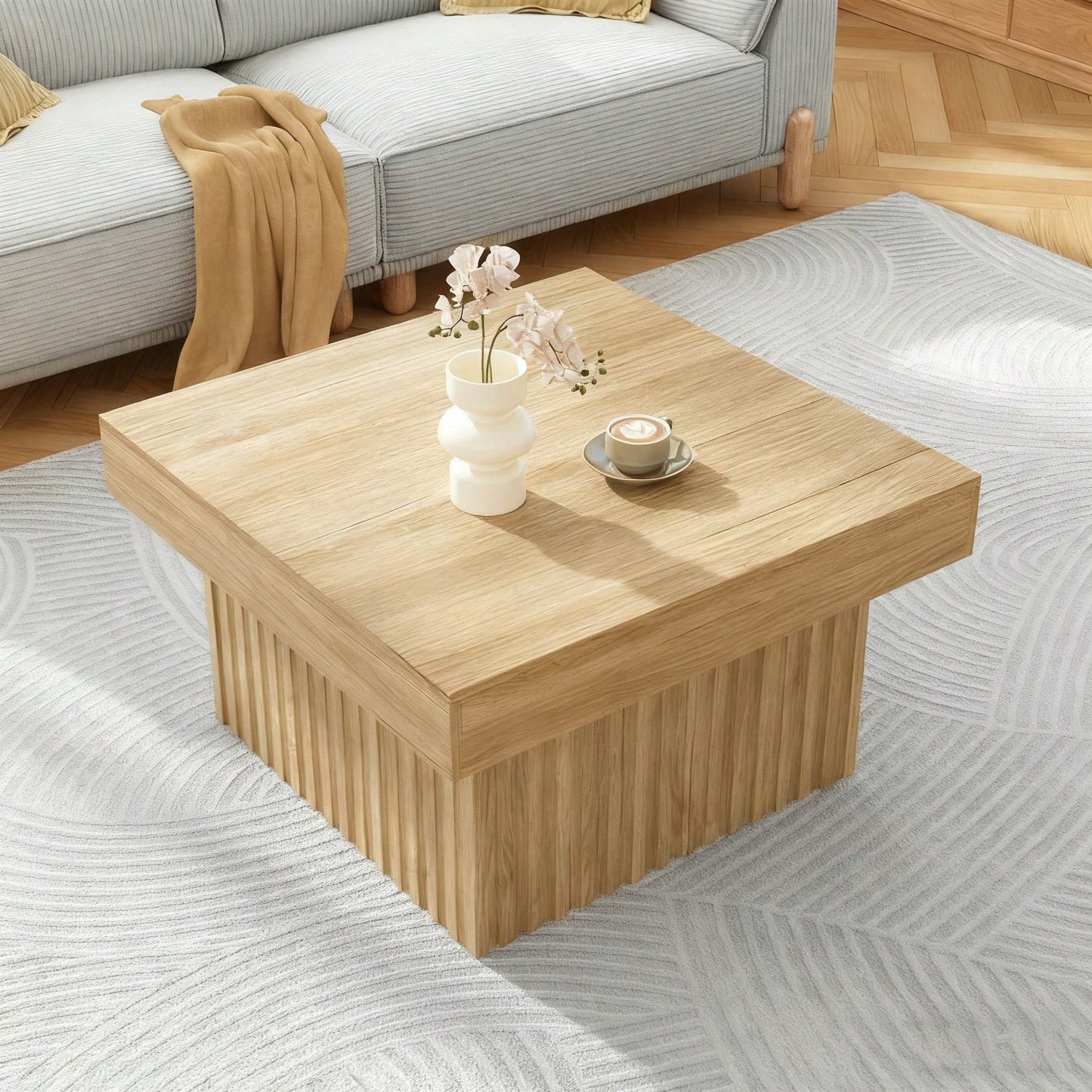 Holz Kaffee-Tisch 79x79x46 cm mit Spanplatte & MDF Basis | Robuster Beistelltisch für Wohnzimmer, Esszimmer und Büro | Modernes Design, vielseitig einsetzbar