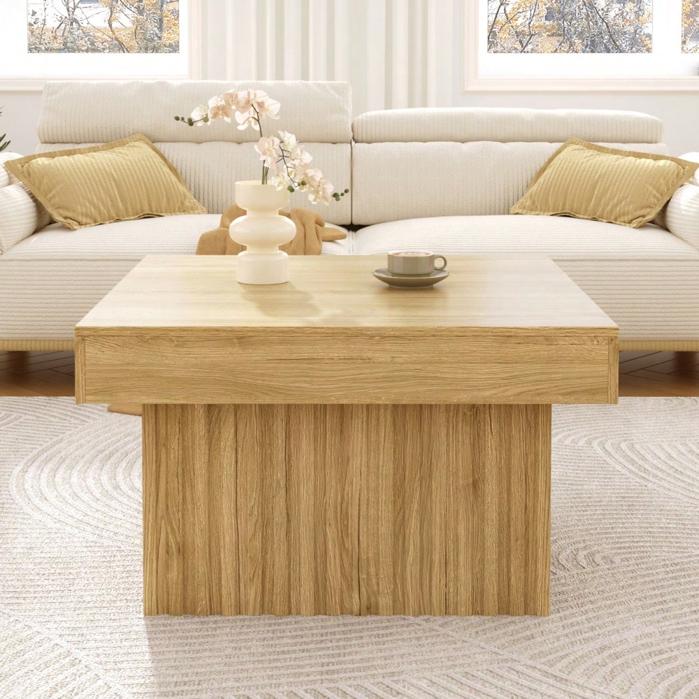Holz Kaffee-Tisch 79x79x46 cm mit Spanplatte & MDF Basis | Robuster Beistelltisch für Wohnzimmer, Esszimmer und Büro | Modernes Design, vielseitig einsetzbar