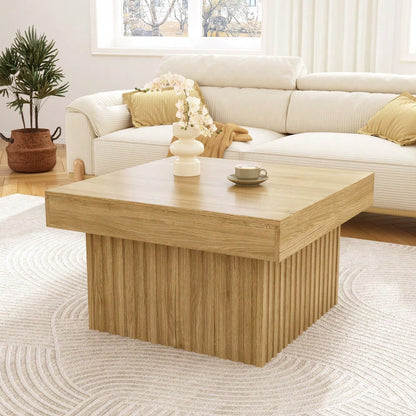 Holz Kaffee-Tisch 79x79x46 cm mit Spanplatte & MDF Basis | Robuster Beistelltisch für Wohnzimmer, Esszimmer und Büro | Modernes Design, vielseitig einsetzbar