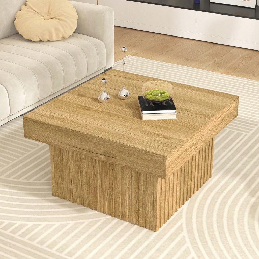 Holz Kaffee-Tisch 79x79x46 cm mit Spanplatte & MDF Basis | Robuster Beistelltisch für Wohnzimmer, Esszimmer und Büro | Modernes Design, vielseitig einsetzbar