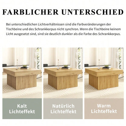 Holz Kaffee-Tisch 79x79x46 cm mit Spanplatte & MDF Basis | Robuster Beistelltisch für Wohnzimmer, Esszimmer und Büro | Modernes Design, vielseitig einsetzbar