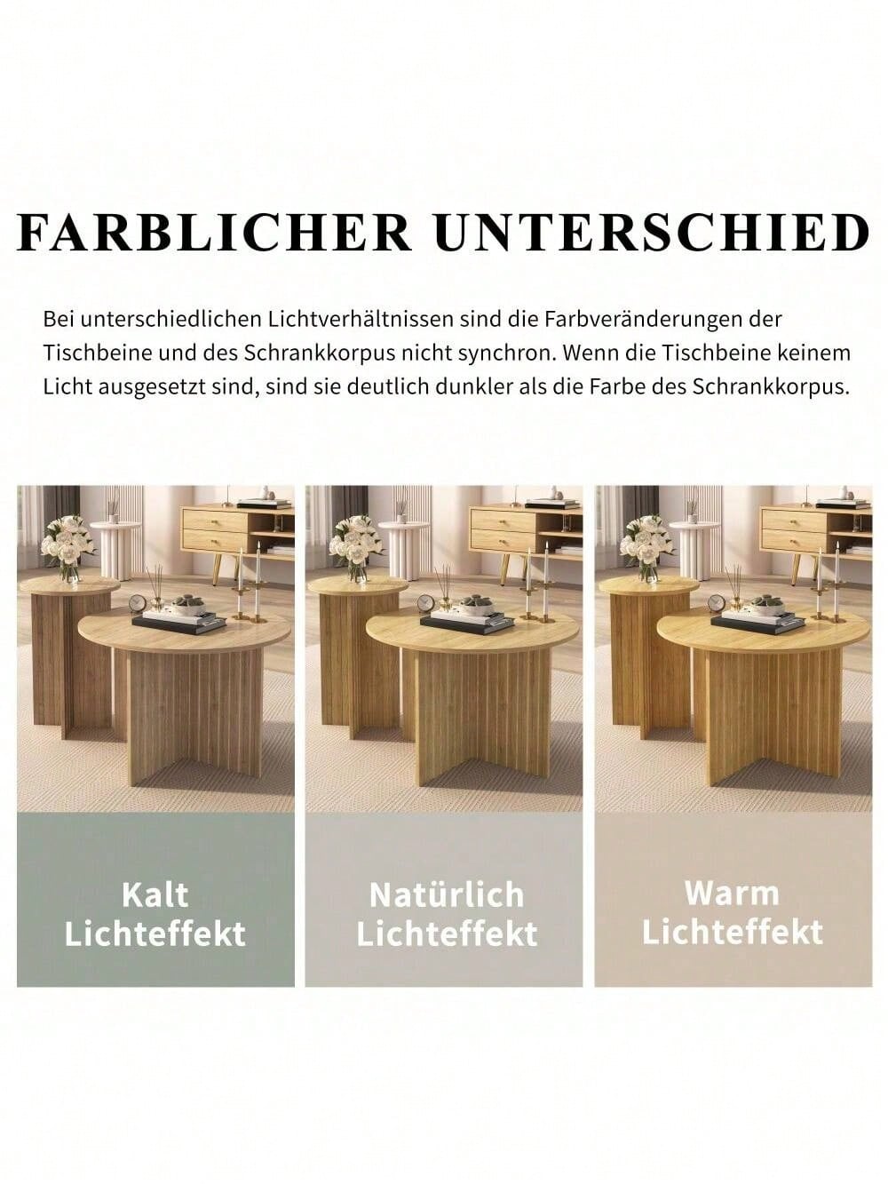 Modernes 2-teiliges Holz-Nest-Tisch-Set – Runde Couchtische & Kaffeetische im skandinavischen Design, platzsparend & vielseitig, stabile MDF/ PB Bauweise