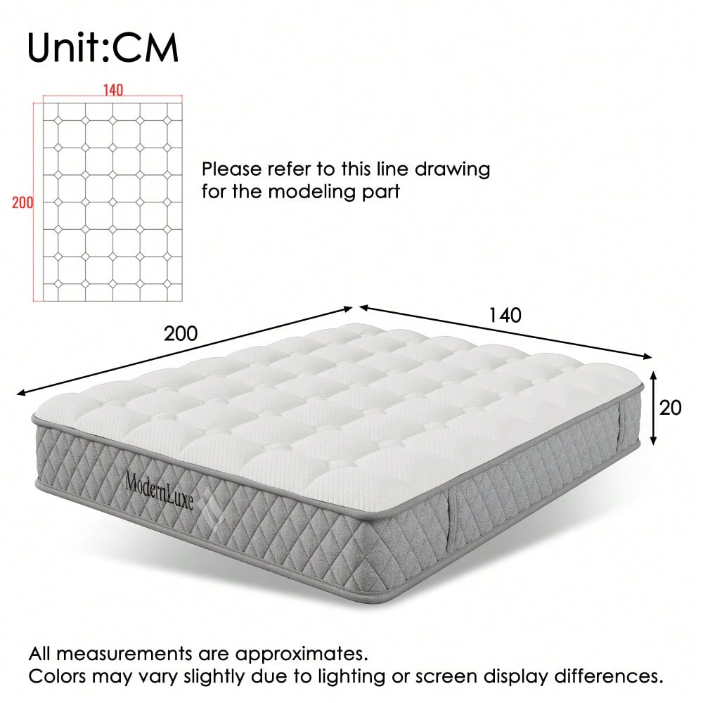 OEKO-TEX® Orthopädische Kaltschaummatratze 140x200 cm H3 | 7-Zonen-Taschenfederkern für ergonomische Unterstützung | 20 cm Höhe, mittelfest & vakuumverpackt