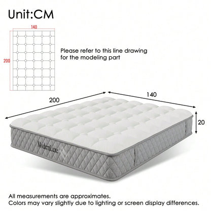 OEKO-TEX® Orthopädische Kaltschaummatratze 140x200 cm H3 | 7-Zonen-Taschenfederkern für ergonomische Unterstützung | 20 cm Höhe, mittelfest & vakuumverpackt