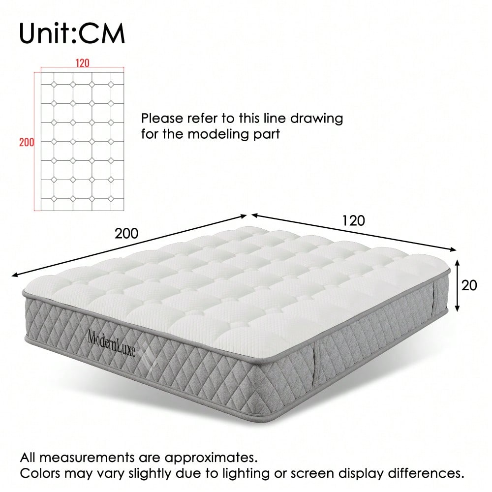OEKO-TEX® Orthopädische Kaltschaummatratze 120x200 cm H3 | 7-Zonen-Taschenfederkern für punktgenaue Unterstützung | 20 cm Höhe, mittelfest & vakuumverpackt