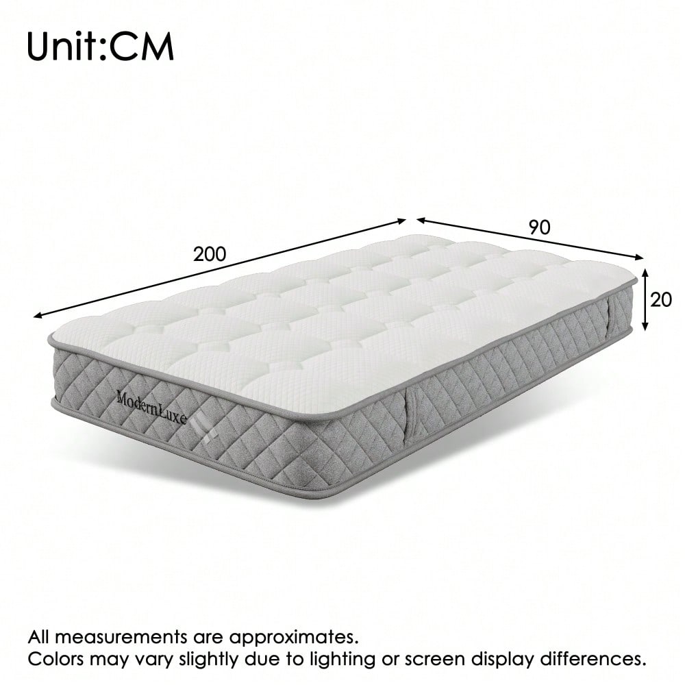 OEKO-TEX® Orthopädische Kaltschaummatratze 90x200 cm H3 | 7-Zonen-Taschenfederkern für punktgenaue Unterstützung | 20 cm Höhe, mittelfest & vakuumverpackt